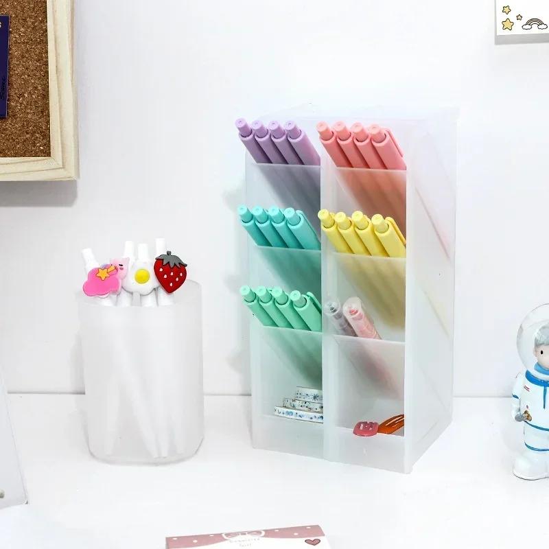 

Kawaii Large Capacity Desk Pen Holder Pencil Makeup Storage Box Desktop Organizer Stand Case School Office Stationery bule
