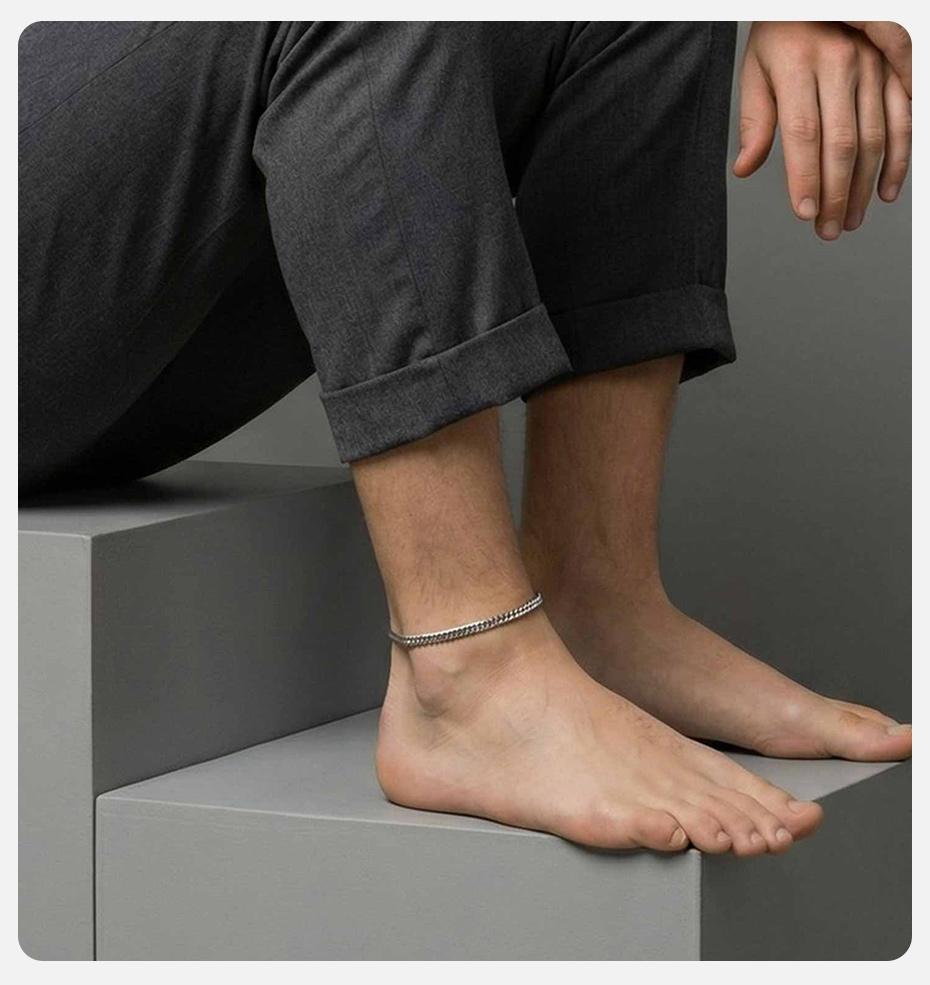 Vnox Waterproof Stainless Steel Anklets for Women Men, Silver Color Casual Ankle Bracelet, Adjustable Length Beach Jewelry Gifts