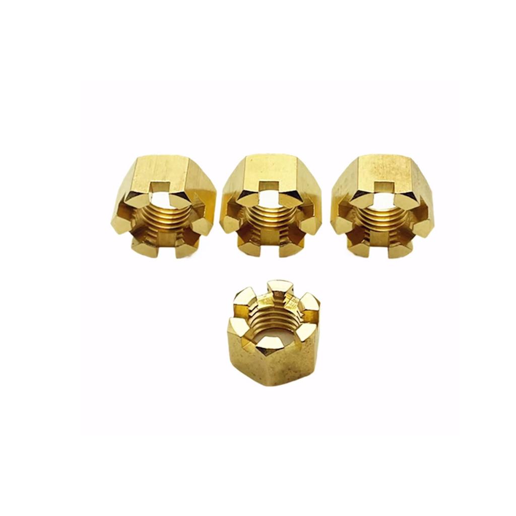 M6-M16 Brass Slotted Nut Standard Fine Tooth Copper Slotted Castle Fastener Nut