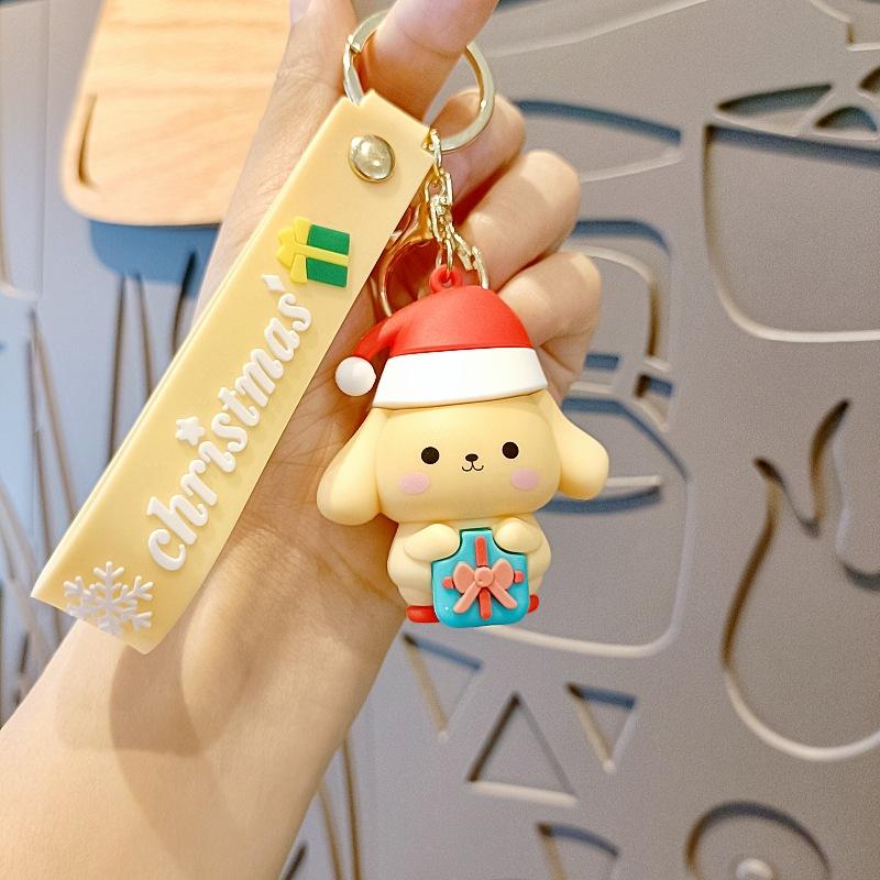 

2025 New Cute Cartoon Kawaii Christmas ed Kuromi My Melody Cinnamoroll Keychain Figurine Pendant Gift