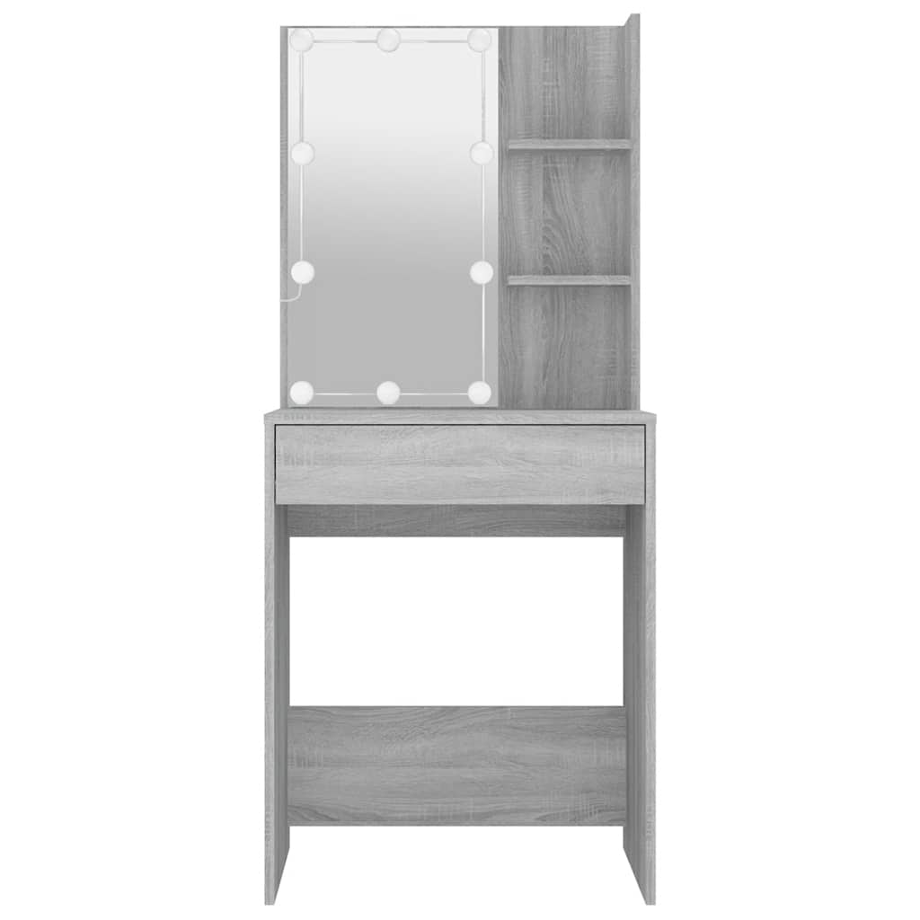 Makeup Table with LED Lights Gray Sonoma 60 X 40 X 140 Cm