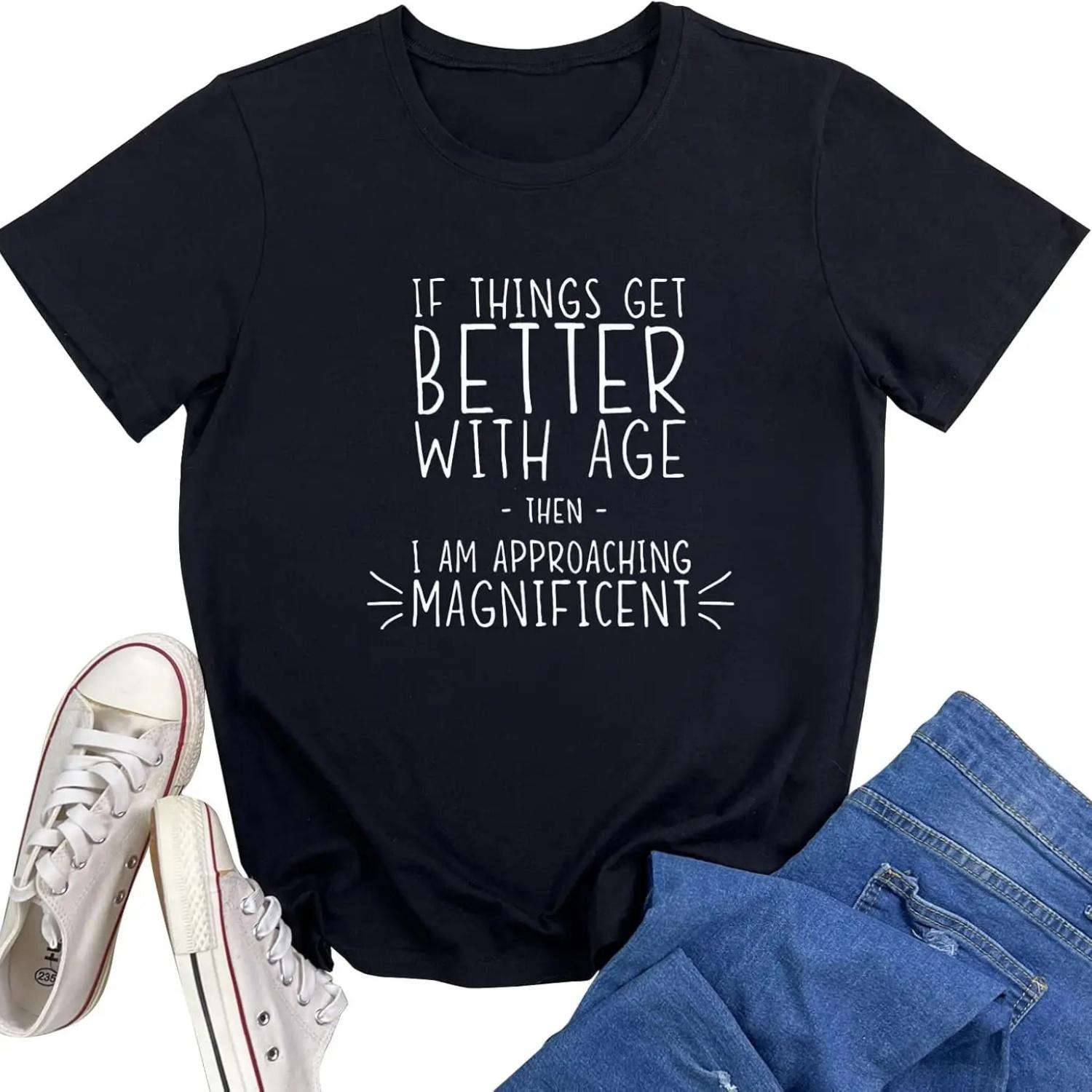 

YITAN Women Cute Graphic Better Shirt Short Sleeve Tees Tops S чёрный