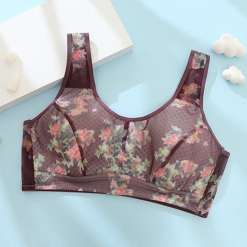 

Seamless Printed Plus Size Wire-Free Bra for Middle-Aged & Elderly Women 44/100