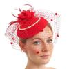 Bridal Fascinator Hat for Brides with Mesh Net Feather Accent Mini Headpiece for Wedding Tea Party Formal Wear