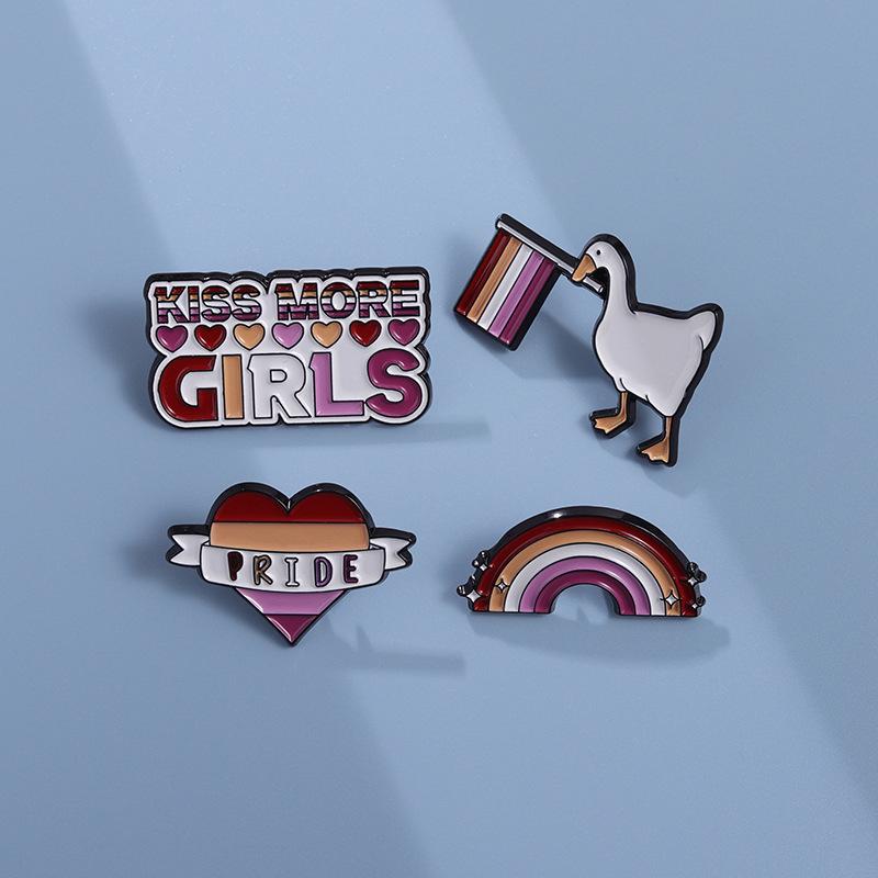 Kreative Niedliche Entenpaar Broschen - Geometrische Regenbogen Anstecknadeln für Mädchen