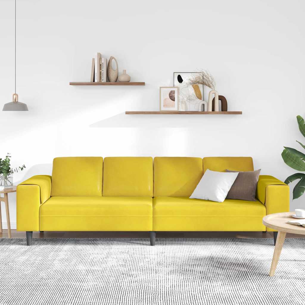 Living Room Sofa Yellow 250 x 77 x 76 cm