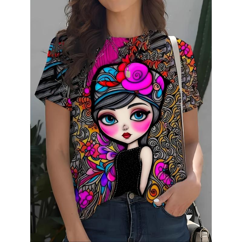 Magenta Swan Women's Tee - Aurora & Floral Graphic, Enchanted Winter Print Design for Casual Daily Wear