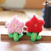 Adorable Red Flower Plush Toy Keychain Soft Short Plush Stuffed Doll Accessory