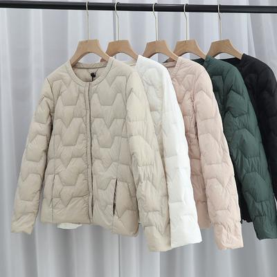 Womens Lightweight Short Down Jacket Inner Layer Round Neck Warm Outerwear Winter