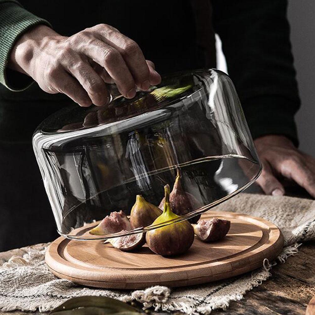 1 set Crystal Clear Glass Dome With Tray Protective Food Cover For Cake Dessert Display Stand Holder Gift Box Bag