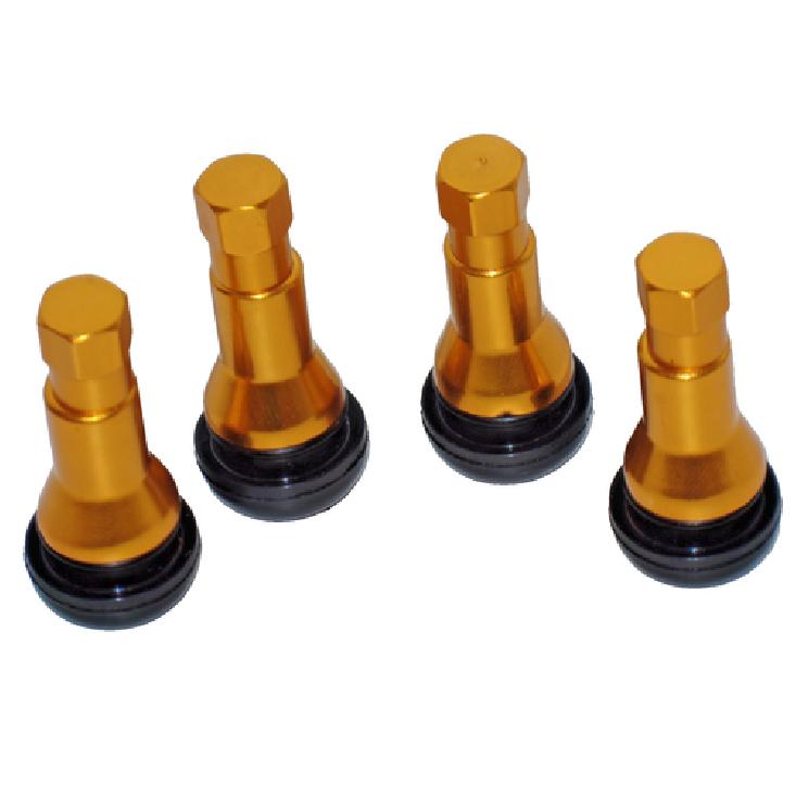 4 Kits TR 41 Chrome Yellow (Gold) Color Snap-In Tire Valve Stems