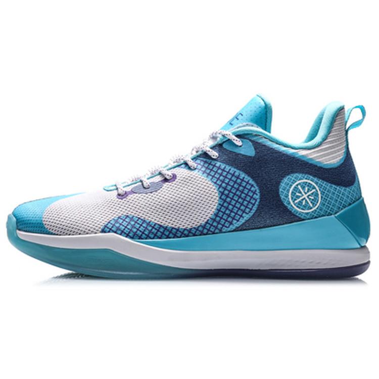 New LiNing Shock Absorbers Rebound Low Top Basketball Shoes Men's Blue White ABAQ061-1