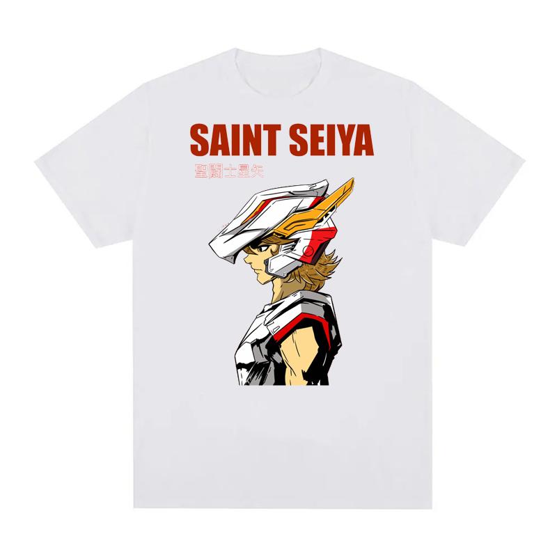 Summer Print  Anime  T Shirts Men Women Saint Seiya O Neck 100% Cotton Unisex Tops EU Size Harajuku Tops Boys Clothes