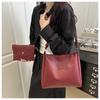 Two Sets Of Casual Solid Colour Large Capacity Retro Fashion Texture Shoulder Tote Bag For Women