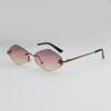 Luxury Wolf Head Brand Rimless Sunglasses Women Men Frameless Metal Thin Leg UV Protection Designer Shades