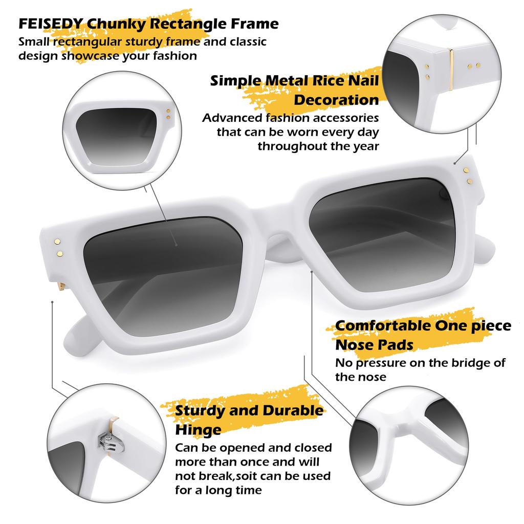 Feisedy Sports Retro Square UV400 Outdoor B0073 Sunglasses, Sunglasses, Sunglasses, Unisex, Protection, Stylish,