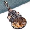 Exclusive Rock Fossil Morganite 925 Silver Plated Pendant 2.9" Women Gifts F6h81