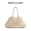 Hand-woven mother and child tote bag, high-end sense, large-capacity commuting, portable vegetable basket, women's bag.