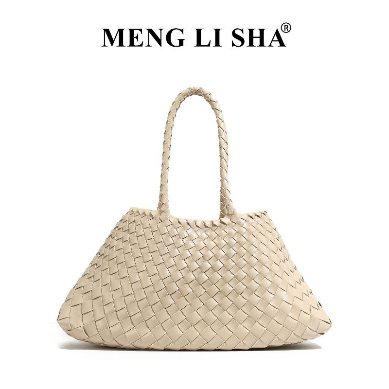 Hand-woven mother and child tote bag, high-end sense, large-capacity commuting, portable vegetable basket, women's bag.
