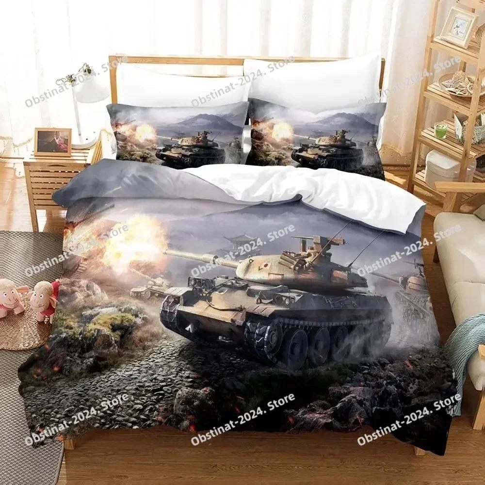 Panzer Bettbezug King Size Kriegsthema Bettwäscheset Dirt Bike Steppdeckelbezug für Kinder Jungen Männer Bequemer Mikrofaser Steppdeckelbezug