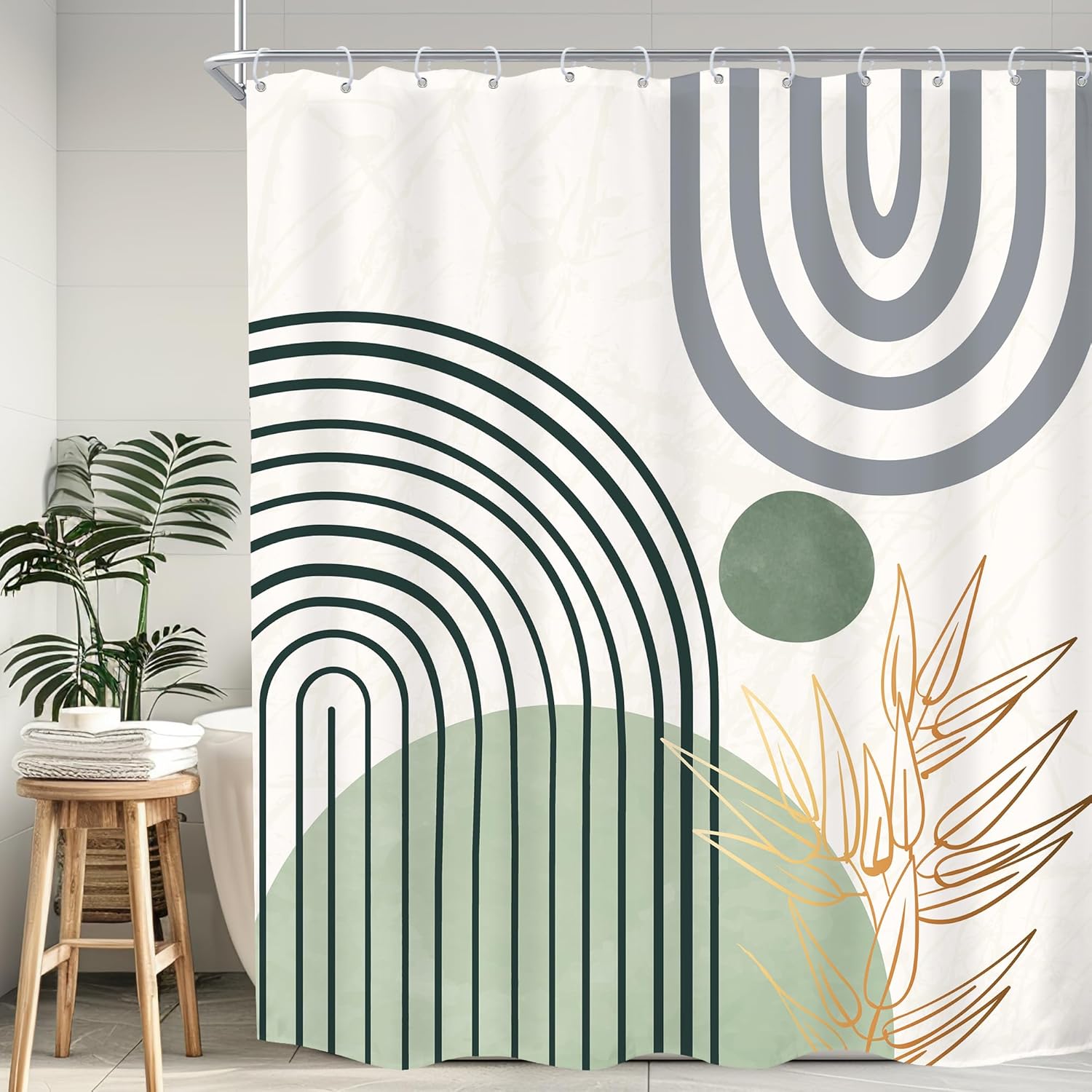 

Богемная шторка для душа Декор для ванной комнаты Современная Коричневая Серая Нейтральная Мужская шторка для душа Шикарная Листва Середина века Простая 90X180cm