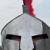 Silver Spartan Helmet with Red Plume Medieval Corinthian Knight Armor Cosplay Gift