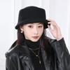 2025 Women's Winter British Retro Wool Felt Top Hat with Elegant Upturned Brim