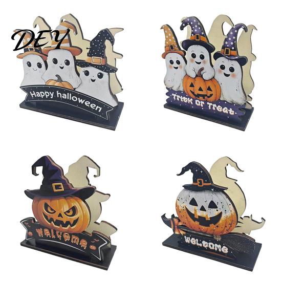Wooden Paper Towel Dispenser Halloween Napkin Holder, Ghost Pumpkin Decorative Tabletop Tissue Dispenser, Spooky Party Accessories Storage Organizer