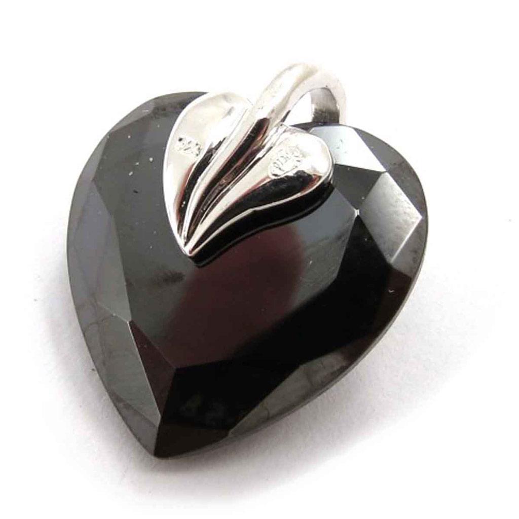 Les Trésors De Lily [F6330] - Silver Pendant 'Sissi' Black White (heart)