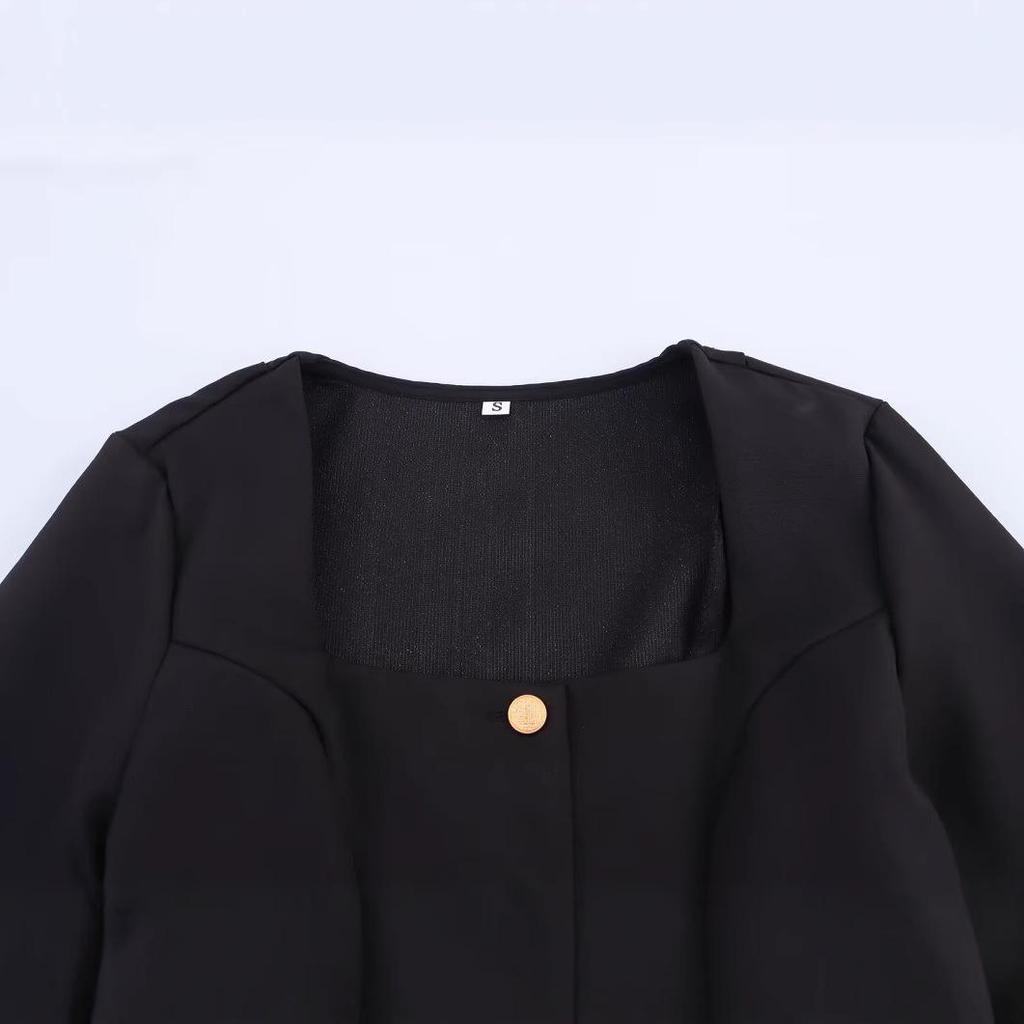 2025 Spring Women's European & American Color Block Ruffle Hem Long Sleeve Dress