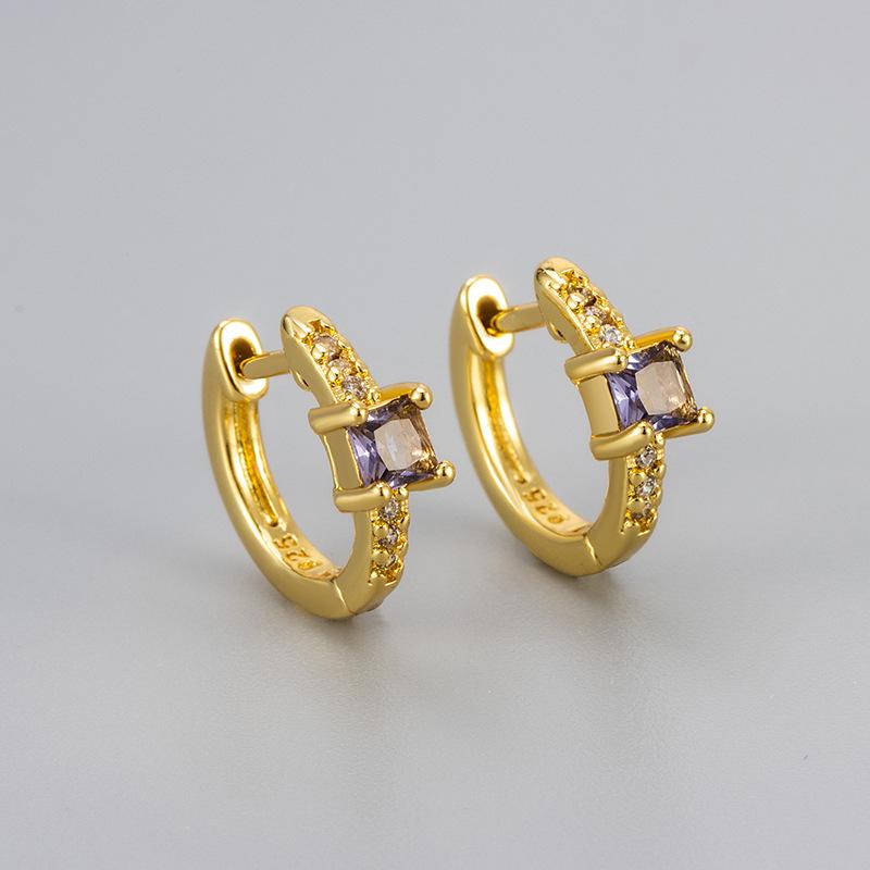 Retro Colored Diamond Ear Cuffs: Women's Luxury Micro-Paved Zircon Design