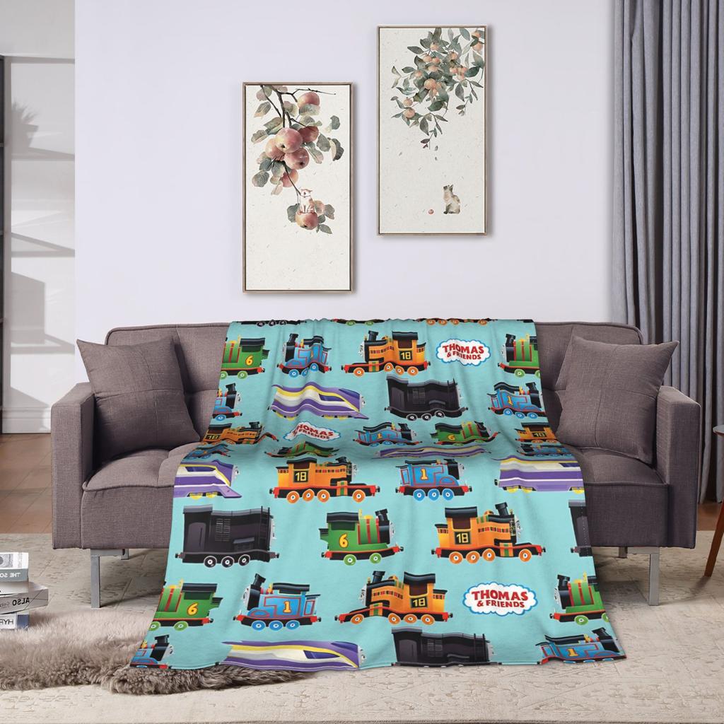 T-Thomas The Train Friends   Blankets  Camping Flannel Throw Blanket For Couch Chair Super Warm Custom Quality Bedspread Gift