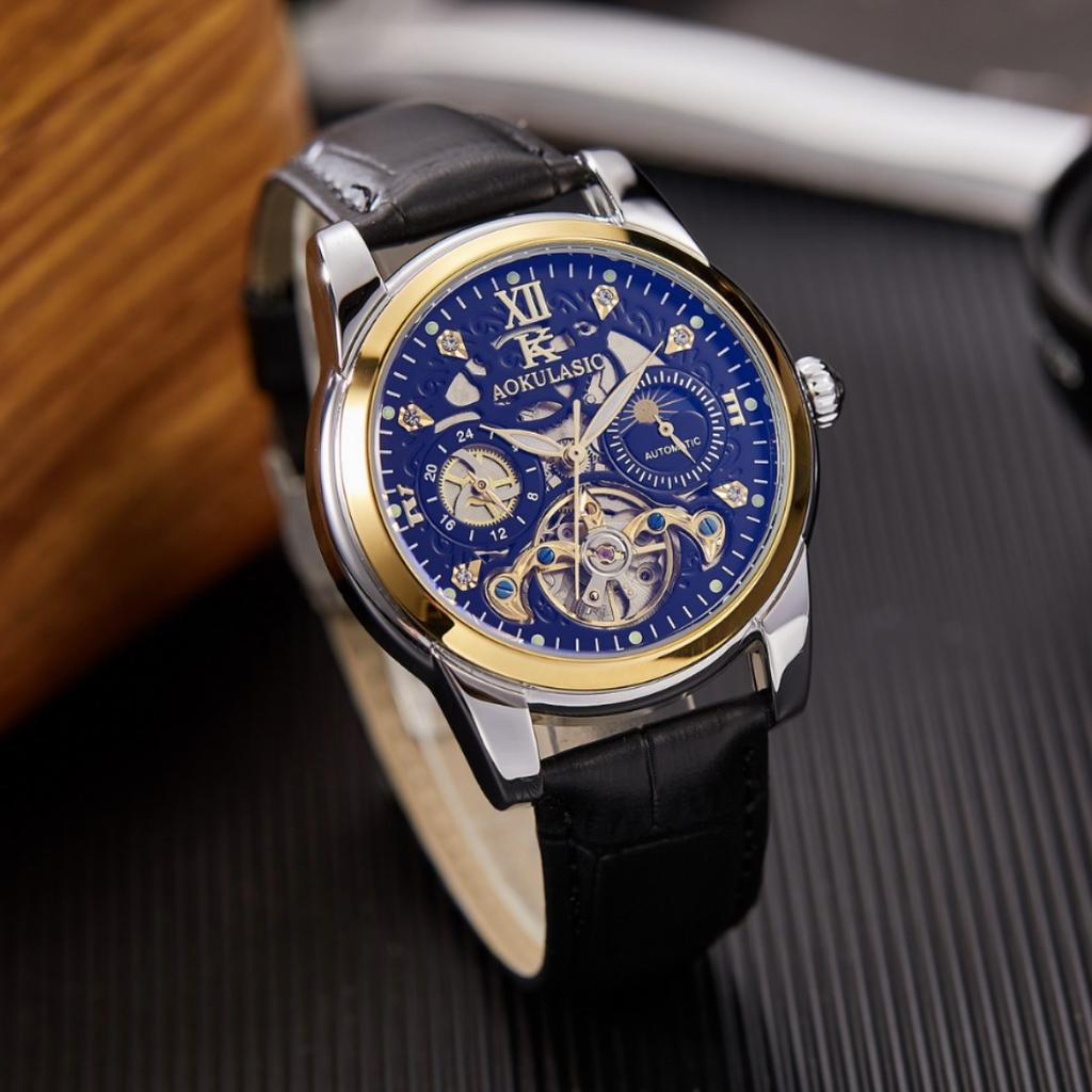 Aokulasic Ogulas Business Men'S Hollow Tourbillon Multifunctional Automatic Mechanical Watch Tide