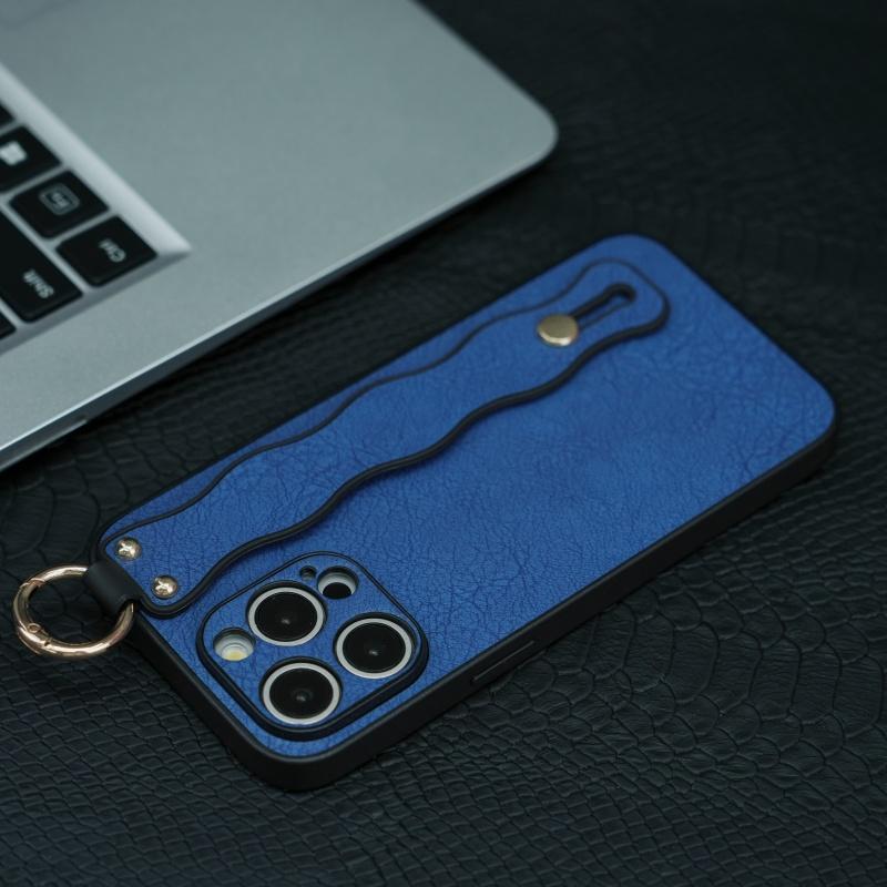 

Creative Soft TPU Leather Wristband Anti Slip Holder Phone Case for iPhone 15 Pro Max 11 12 13 14 Pro Max Shockproof Back Cover For iPhone 12 чорний