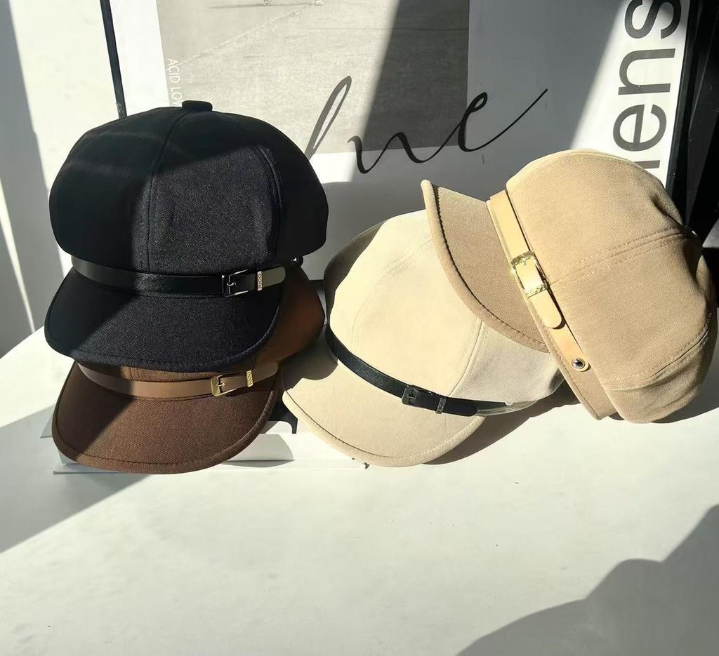 Octagonal Hat Children Spring and Autumn Fashion Chain Buckle British Retro Beret New Newsboy Hat Painter Hat