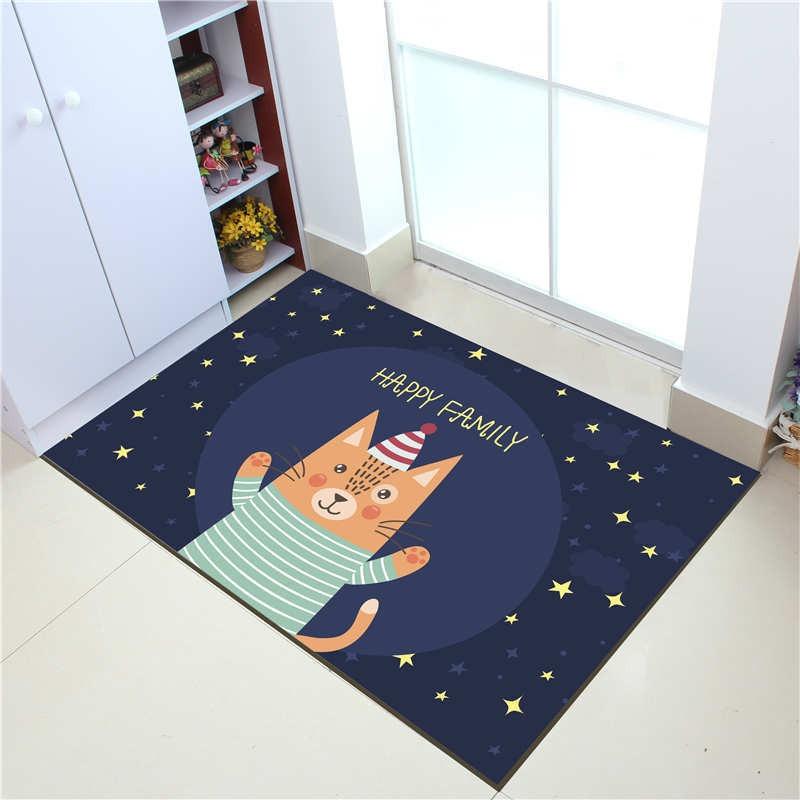 Cute Cartoon Print Home Carpet - Waterproof Non-Slip Floor Mat for Bedroom Bathroom Kitchen Entrance Foyer Decoration Soft Rug