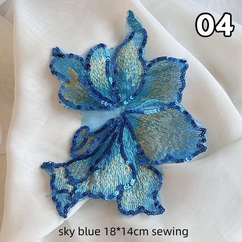 1 ks Zlatá a stříbrná flitrová výšivka Květina Našívací nášivka Aplikace Látka DIY Šaty Klobouk Taška Cheongsam Oblečení Dekor Nášivky