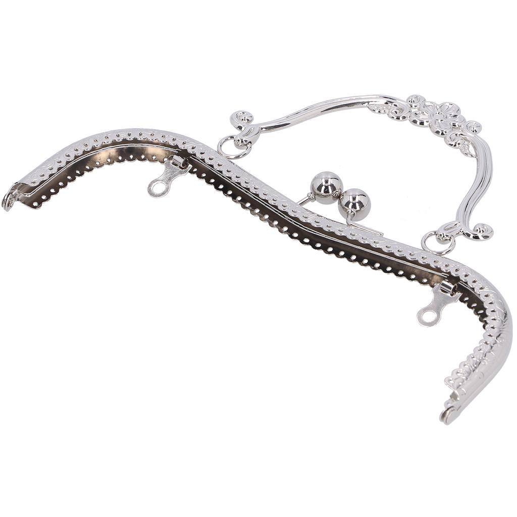 Metal Purse Frame Kiss Clasp Lock Retro Embossed Handle Hardware Accessories 20.5cmGun Gray
