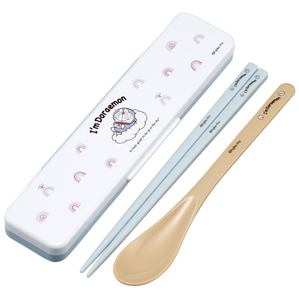 

Skater Chopsticks and Spoon Set for Adults, Bento Box, 18cm, Combo Set, Non-Clinking, Made in Japan, Sanrio I m Doraemon Sky Walk, CCS3SAAG-A