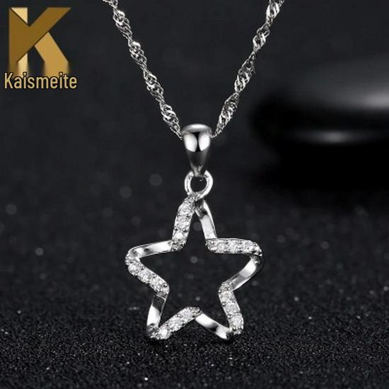 Korean Fashion Imitation Silver Zircon Pendant Necklace for Women