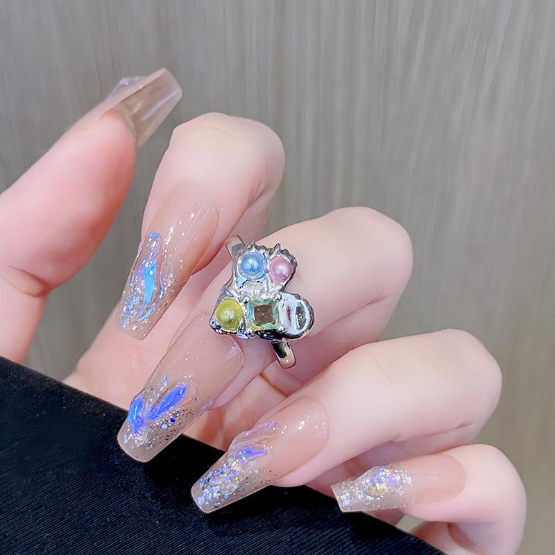 Super Flash Diamond-Set Zir*****Pen Ring, Colored Dopamine Women'S Light Luxury Niche Design Sense, High Sense Fashion Ring