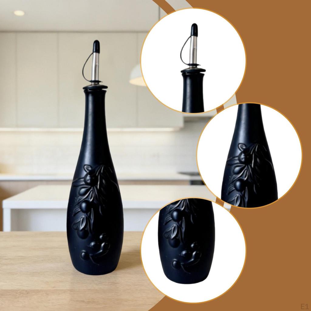 350 Ml Oil Bottle for Soy Syrup, Nordic Spout, Heat-resistant, with Lid, Olive Dispenser