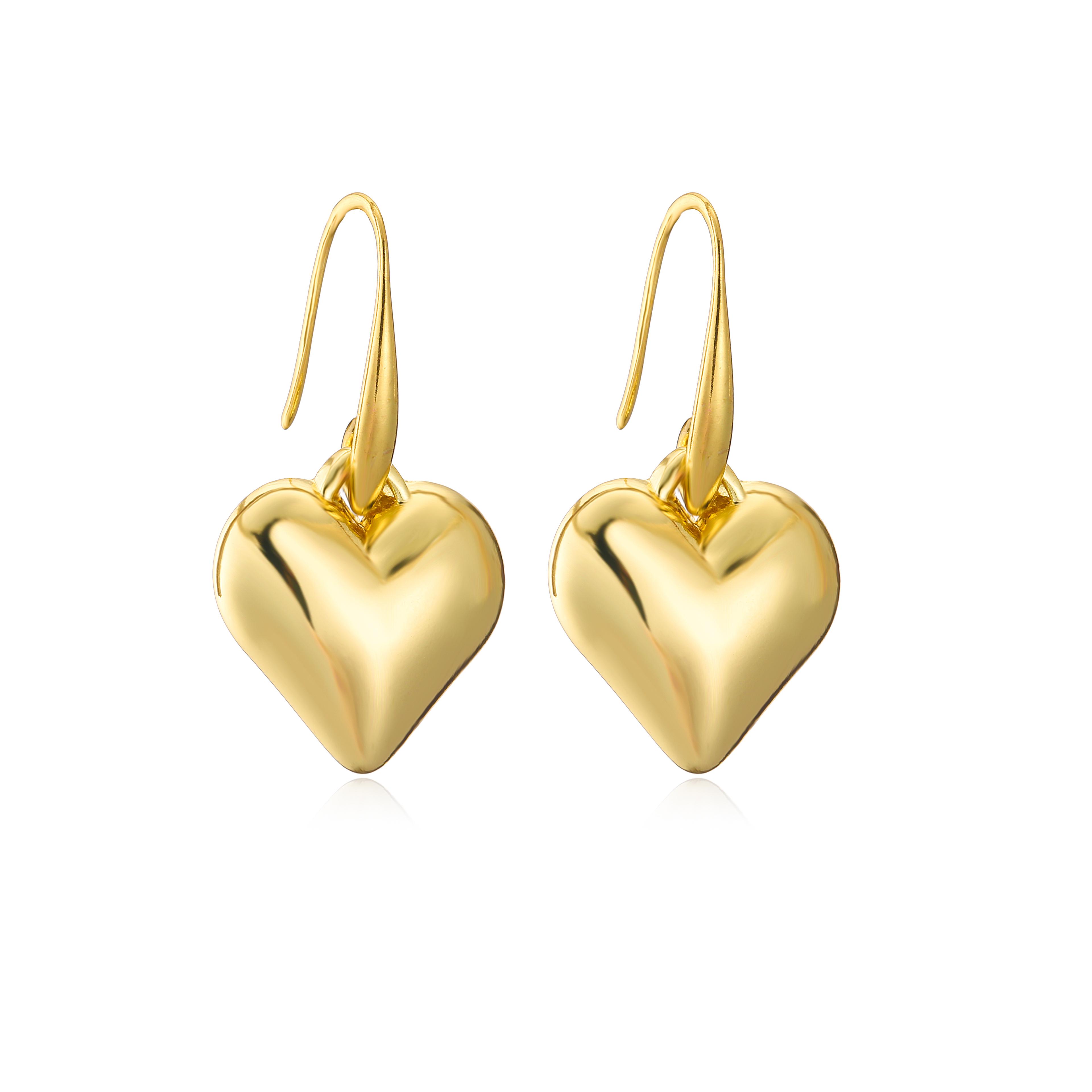 

HECHENG,Three-dimensional Heart Earring Necklace Set for Women,Gold Color Metal Heart Charms Chain Choker Fashion Fine Zircon