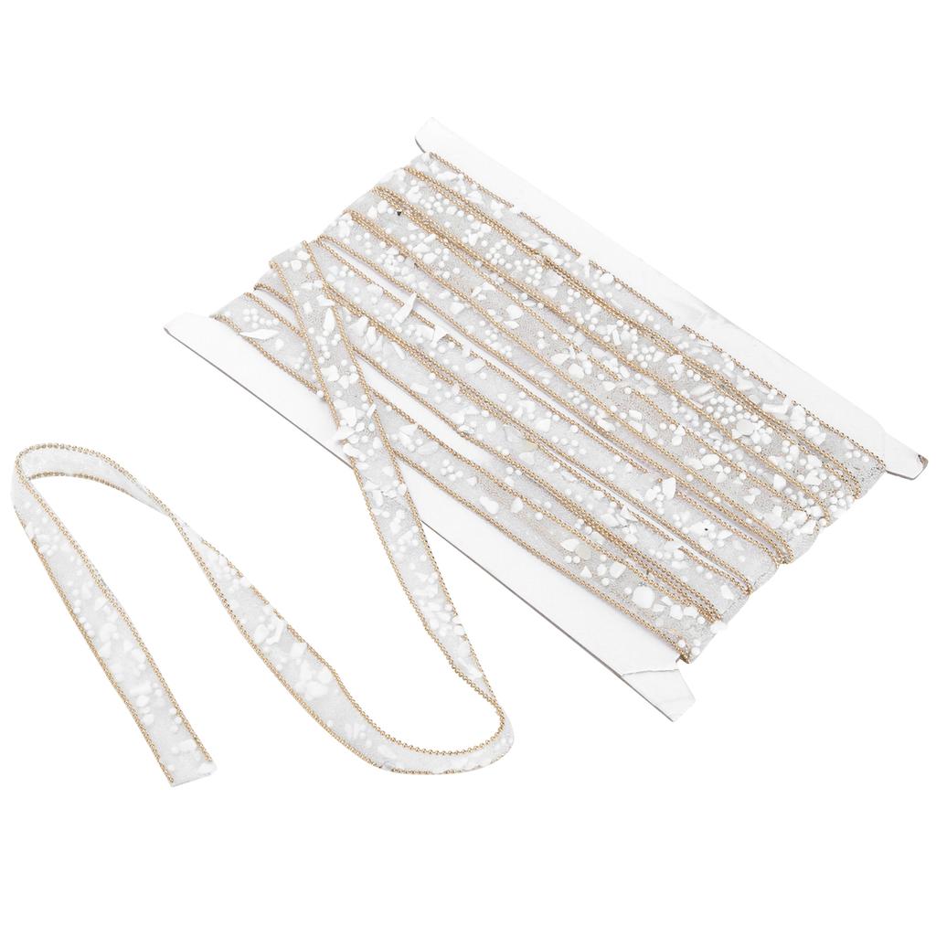 5 Yards Gold Edge Shell Glue Mesh Ribbon for DIY Shoes Hats Phone Stickers Decorative Belt