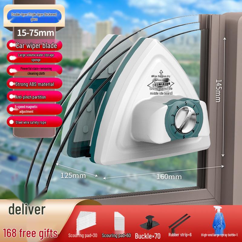 Strong Magnetic Triple-Layer Glass Cleaning Squeegee for High-Rise Windows
