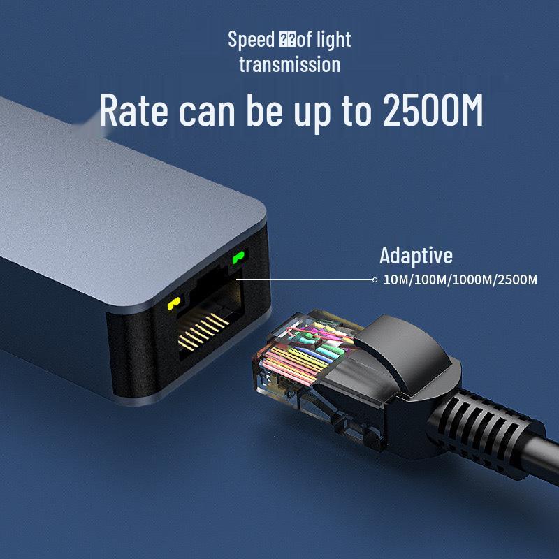 2.5G Type-C to RJ45 External Network Card, 2500M, Driver-Free, Ideal for Gaming and NAS