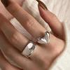 Glossy 3D Heart Ring for Women - Adjustable Open Band, Stylish Summer Fashion