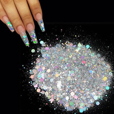 50g/pack Laser Powder Nail Glitter Powder Hexagon Sequin Shining Nail Art Decoration