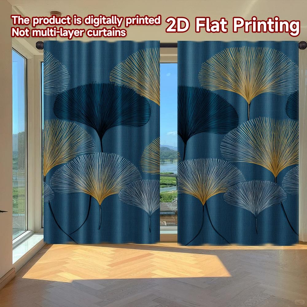 

Set Of 2 Flat Printing Curtains Without Rod Ginkgo Leaf Design April Fools Is Day Festival Chic Print Versatile Curtain Made Polyester W100*H70(CM)-Rod Pocket&2PCS