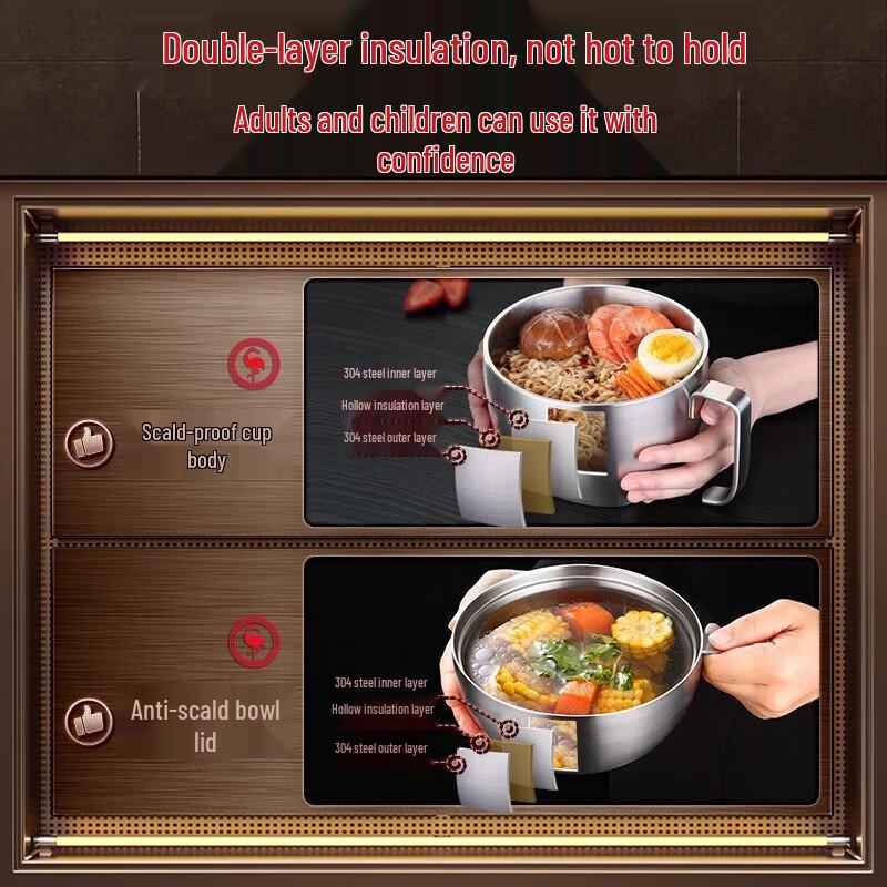 SSGP 304 Stainless Steel Instant Noodle & Soup Bowl with Lid